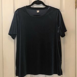 Navy blue velour top